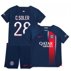 Virallinen pelipaita Paris Saint-Germain 2023-24 C. Soler 28 Koti Lyhythihainen - Lasten ( + Lyhyet housut )